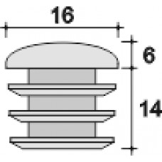 Заглушка пластиковая внутренняя с полусферической шляпкой для круглых труб диаметром 16 мм и толщиной стенки 0.8-3.0 мм.