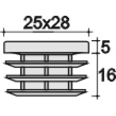 Заглушка пластиковая внутренняя с толстой шляпкой для труб прямоугольного сечения с внешними габаритами сечения 25х28 мм и толщиной стенки трубы 1.5-4.0 мм.
