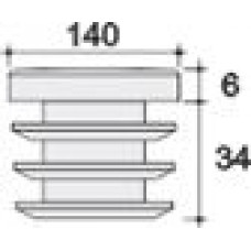 Заглушка пластиковая внутренняя с ребрами и плоской шляпкой для труб круглого сечения с внешним диаметром сечения 140 мм и толщиной стенки трубы 2.0-6.5 мм.