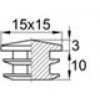Заглушка пластиковая внутренняя с декоративной шляпкой для труб квадратного сечения 15х15 мм.