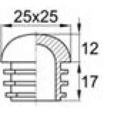 Заглушка пластиковая внутренняя с толстой полусферической шляпкой для труб квадратного сечения 25х25 мм и толщиной стенки трубы 0.5-2.5 мм.