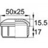 Заглушка пластиковая внутренняя с декоративной шляпкой для труб прямоугольного сечения с внешними габаритами сечения 25х50 мм и толщиной стенки трубы 0.5-2.5 мм.