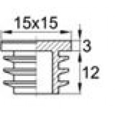 Заглушка пластиковая внутренняя для труб квадратного сечения с внешними габаритами 15х15 мм и толщиной стенки 0.8-2.5 мм