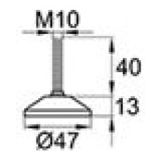 Опора резьбовая шарнирная с круглым основанием диаметром 47 мм и металлической резьбой М10х25