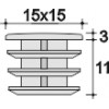 Заглушка пластиковая внутренняя для труб квадратного сечения с внешними габаритами 15х15 мм и толщиной стенки 0.8-2.5 мм Серые